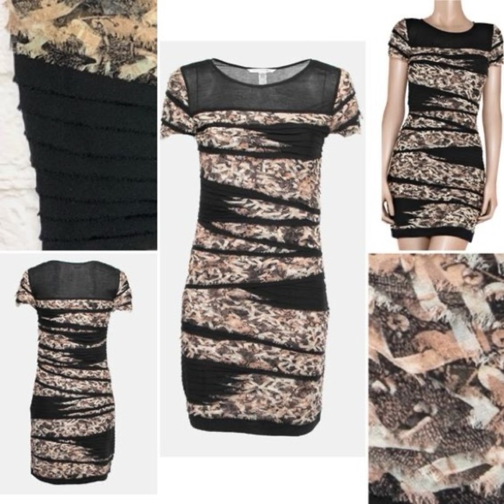DVF Diane von Furstenberg Noelle Paneled Silk Layered Mini Dress - Size 8